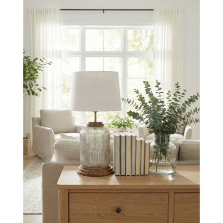 LAMPA STOŁOWA DUŻA 50cm BIURKOWA NOCNA BOHO E27 DREWNIANA SZKLANA DO SALONU