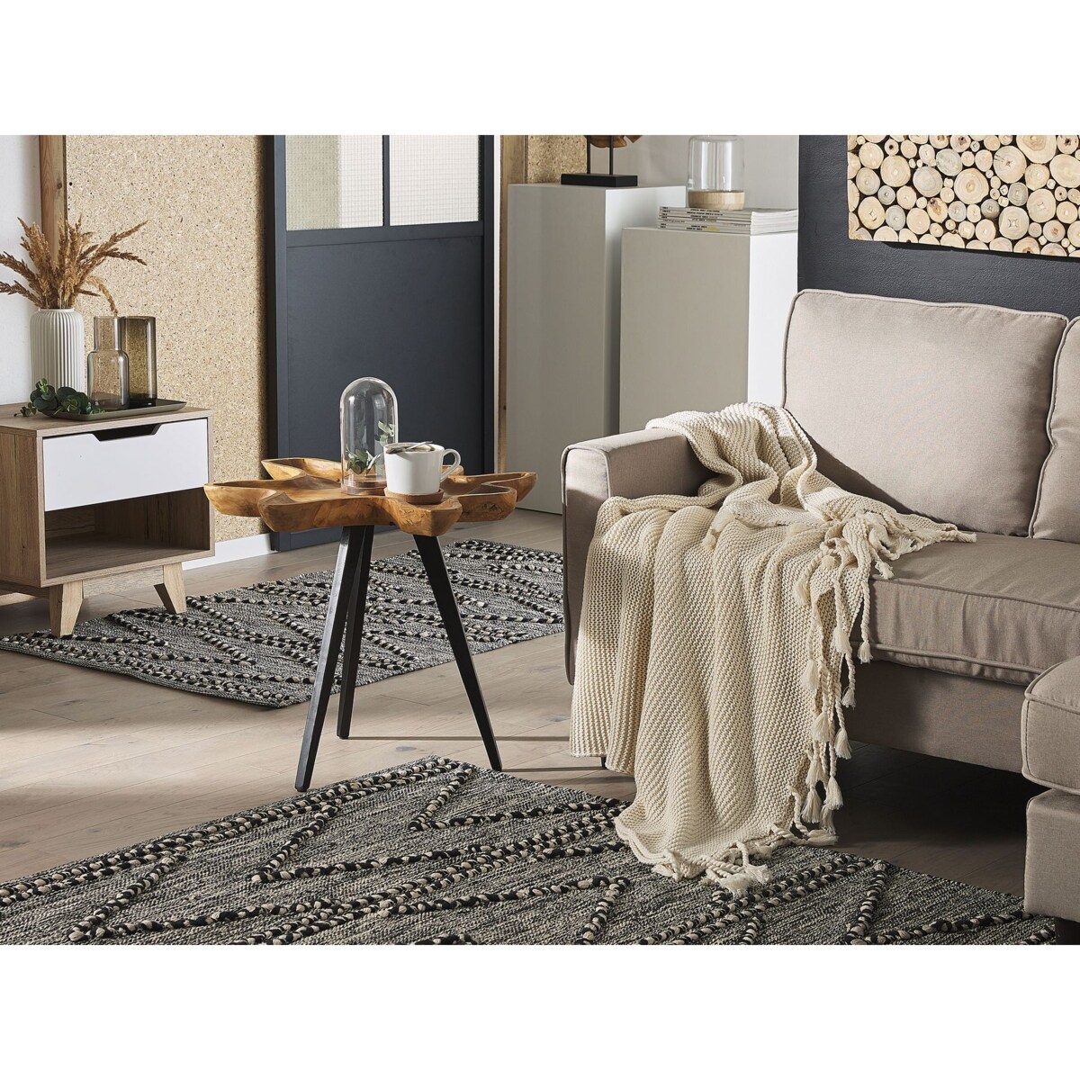 Stolik pomocniczy ELSA Drewno tekowe Brązowy