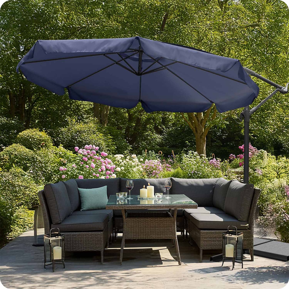 Parasol ogrodowy składany z wysięgnikiem 8 segmentów ø350cm Plonos
