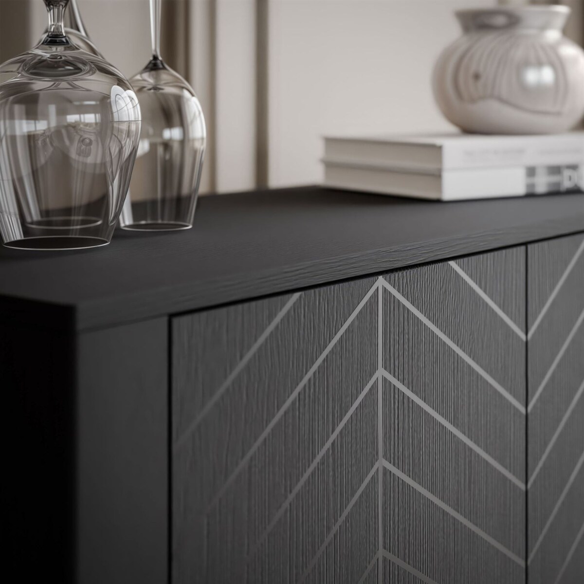 Dwudrzwiowa komoda LUMI 103 cm, czarna