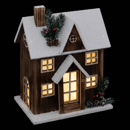 Ozdoba świąteczna, domek z oświetleniem LED, 33 cm