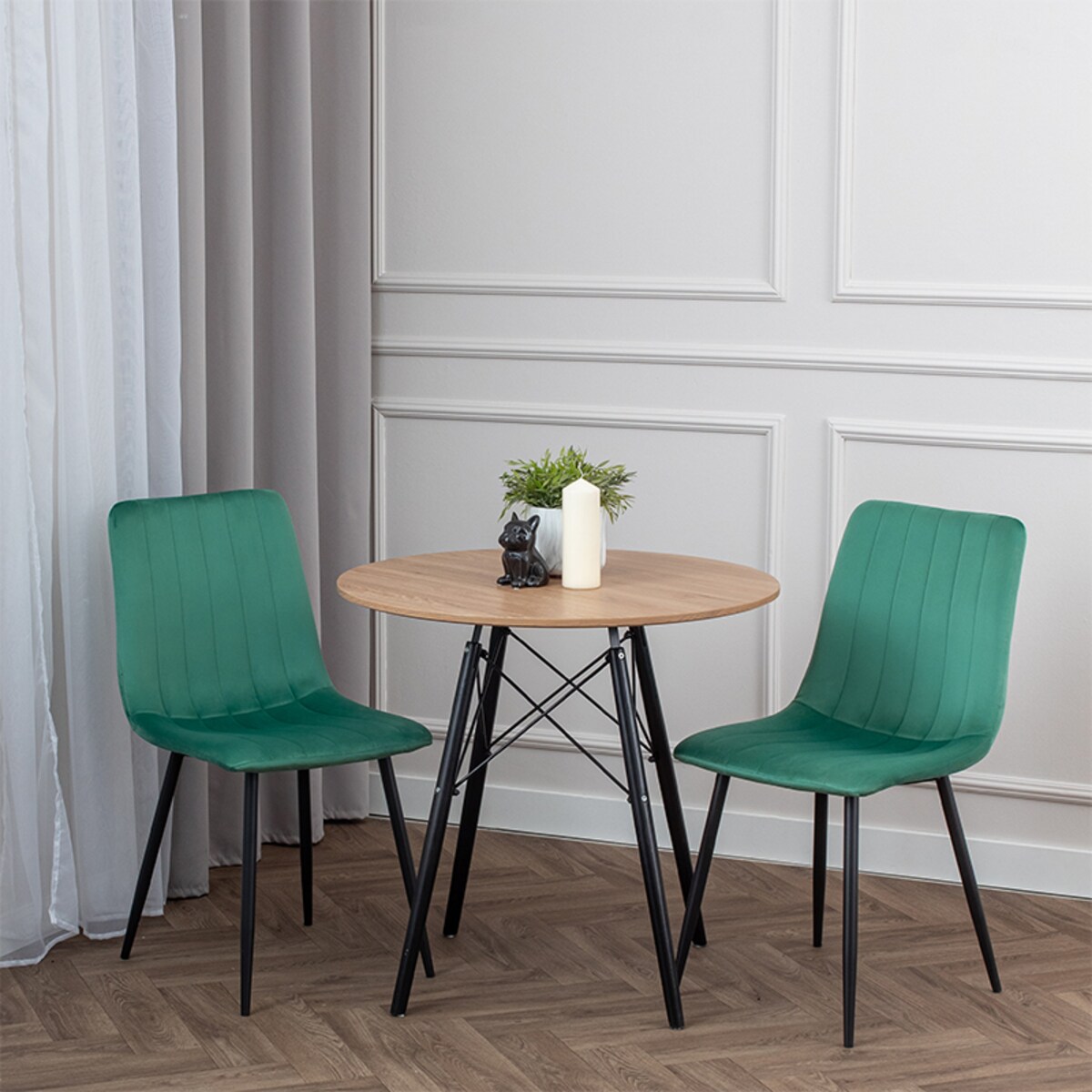 Krzesło tapicerowane do salonu jadalni klasyczne welurowe zielone