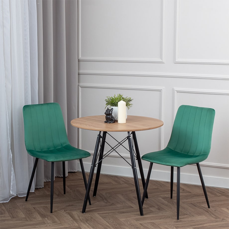 Krzesło tapicerowane do salonu jadalni klasyczne welurowe zielone