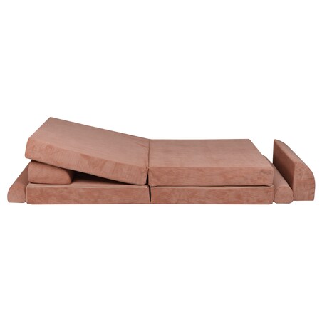MeowBaby® Sztruksowa sofa dziecięca premium ceglana