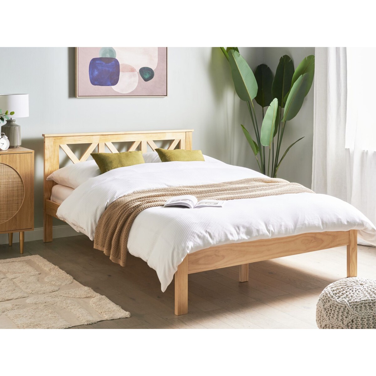 Łóżko drewniane 140 x 200 cm jasne TANNAY