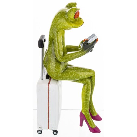 Figurka - żabka 16,5x5x8 cm FROGG-2 turystka ze smartfonem