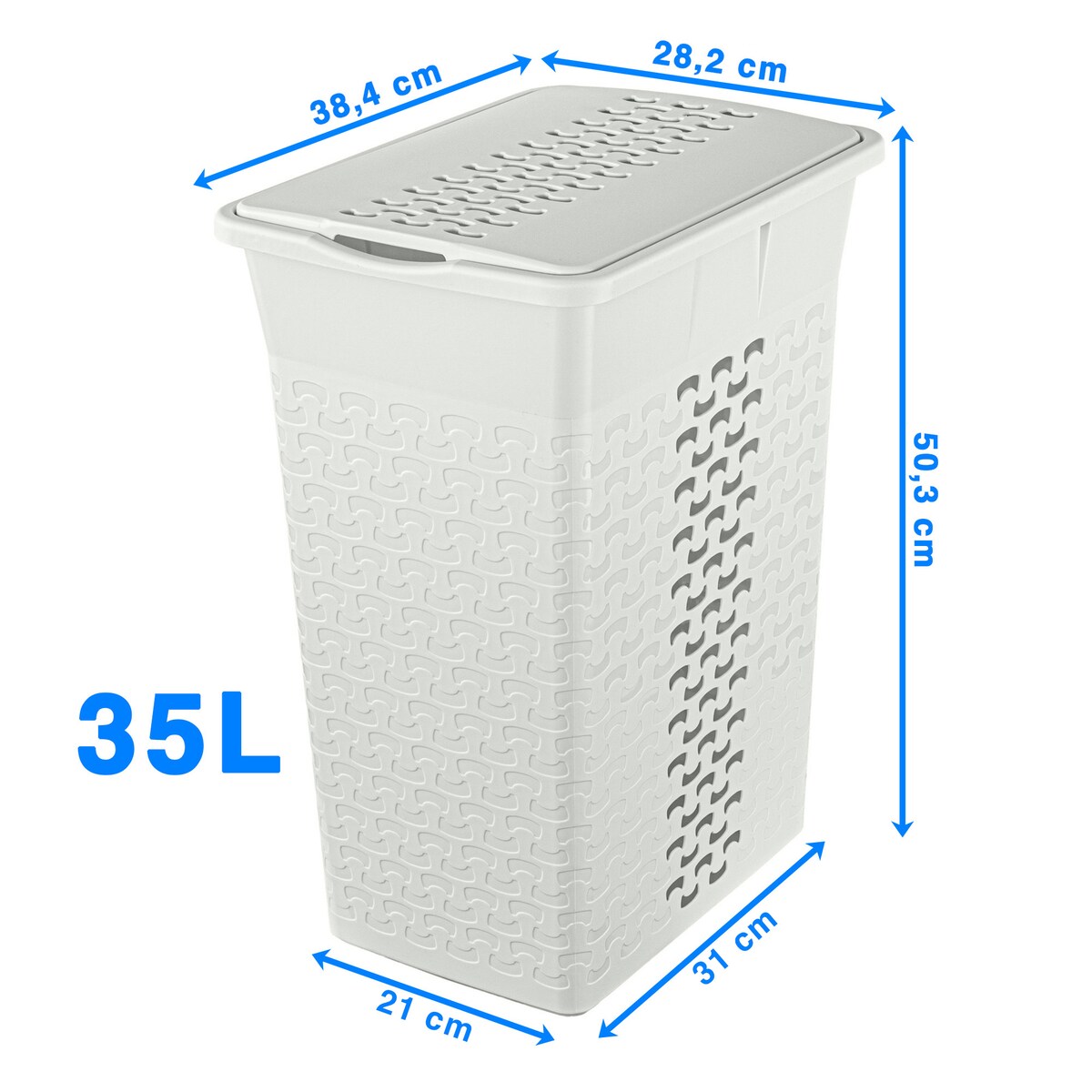 Kosz Na Pranie Bieliznę Wolnostojący Łazienkowy 35 L Biały