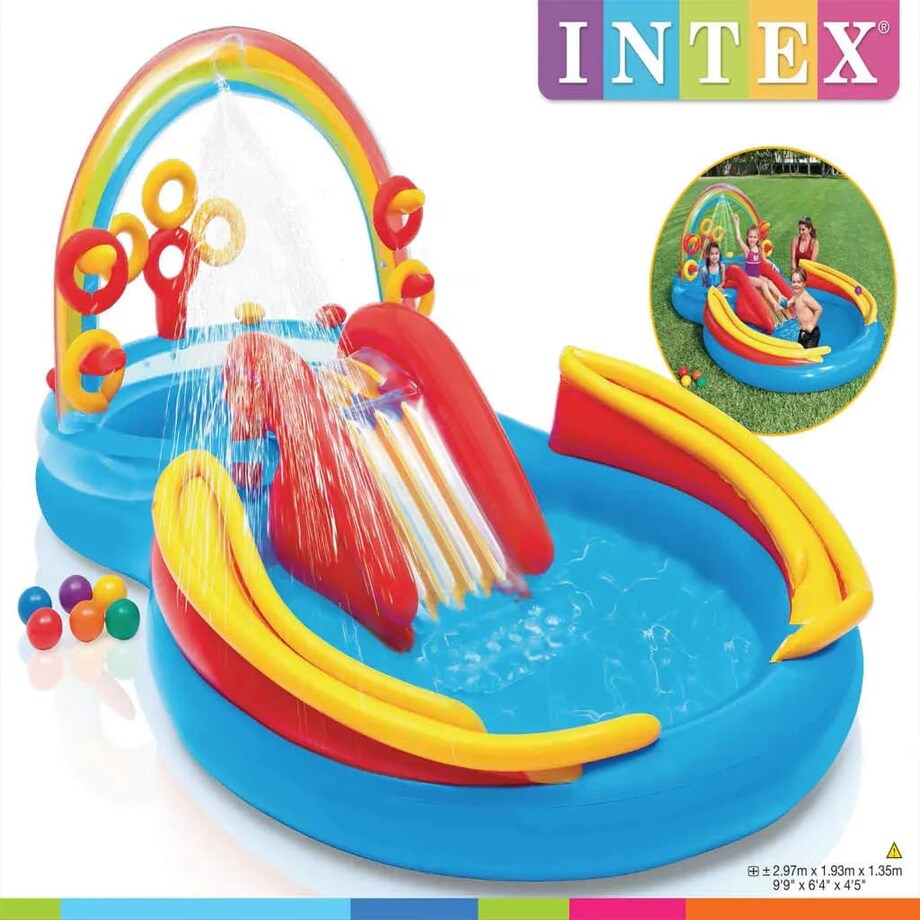 Intex Dmuchany basen Rainbow Ring Play Center, 297x193x135 cm, 57453NP