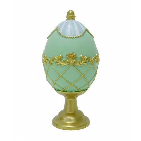 Dekoracja - jajko ceramiczne na postumencie 15,3x7,8x7,8 cm OVO zielono-błękitne