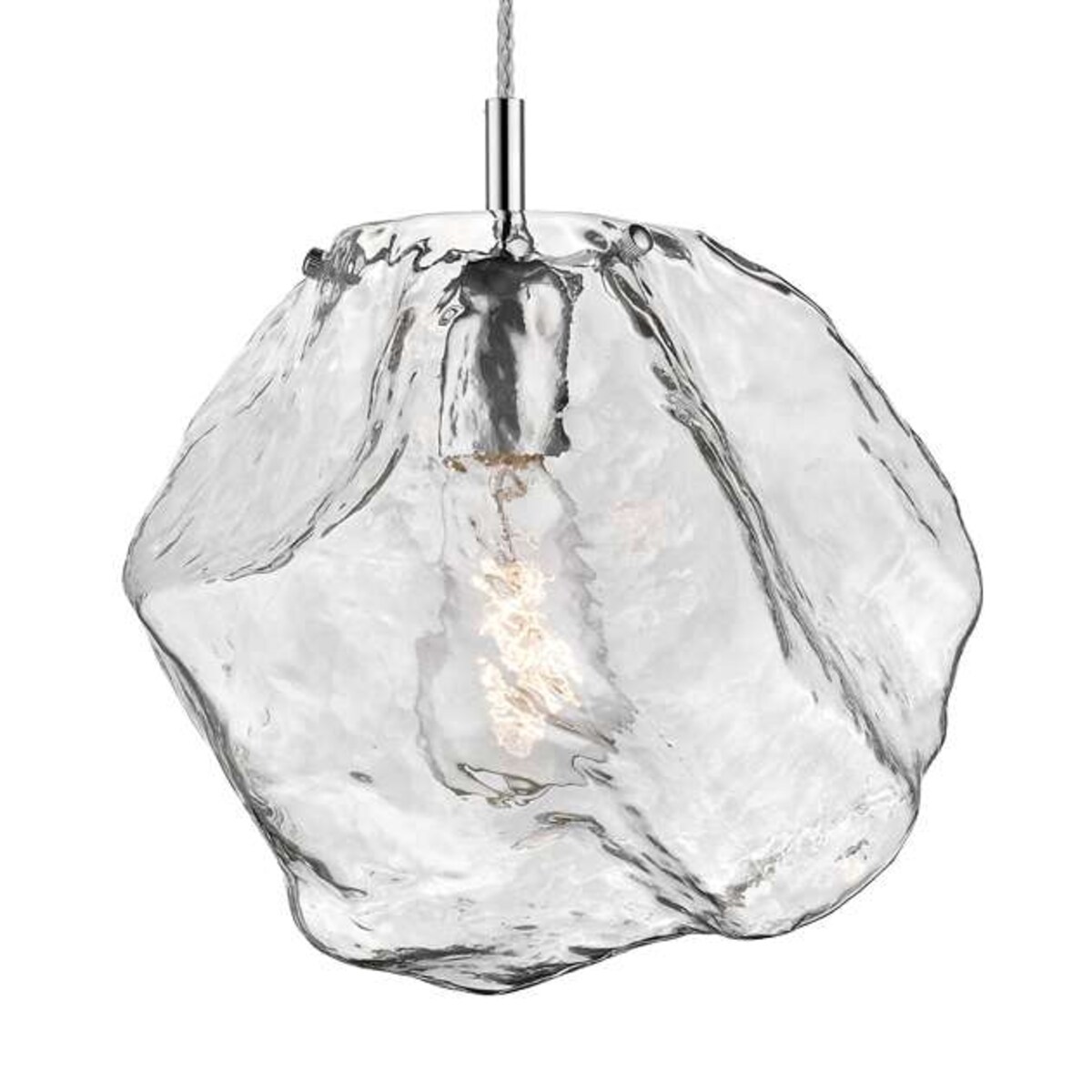 LAMPA wisząca ROCK P0488-01A-F4AC Zumaline szklana OPRAWA kamień zwis chrom przezroczysty