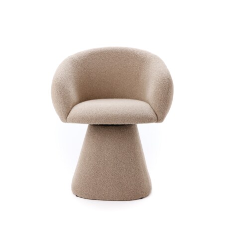 Fotel Obrotowy AUREO Krzesło do Salonu Khaki BOUCLE Nowoczesny Designerski