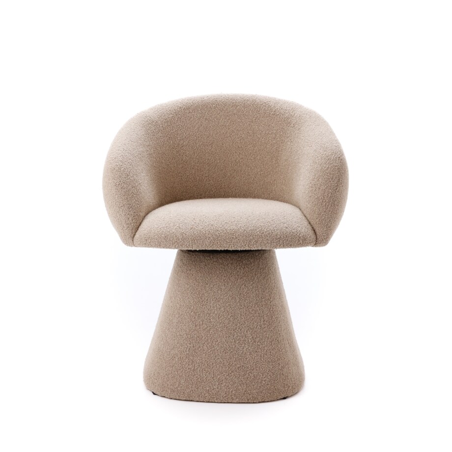 Fotel Obrotowy AUREO Krzesło do Salonu Khaki BOUCLE Nowoczesny Designerski