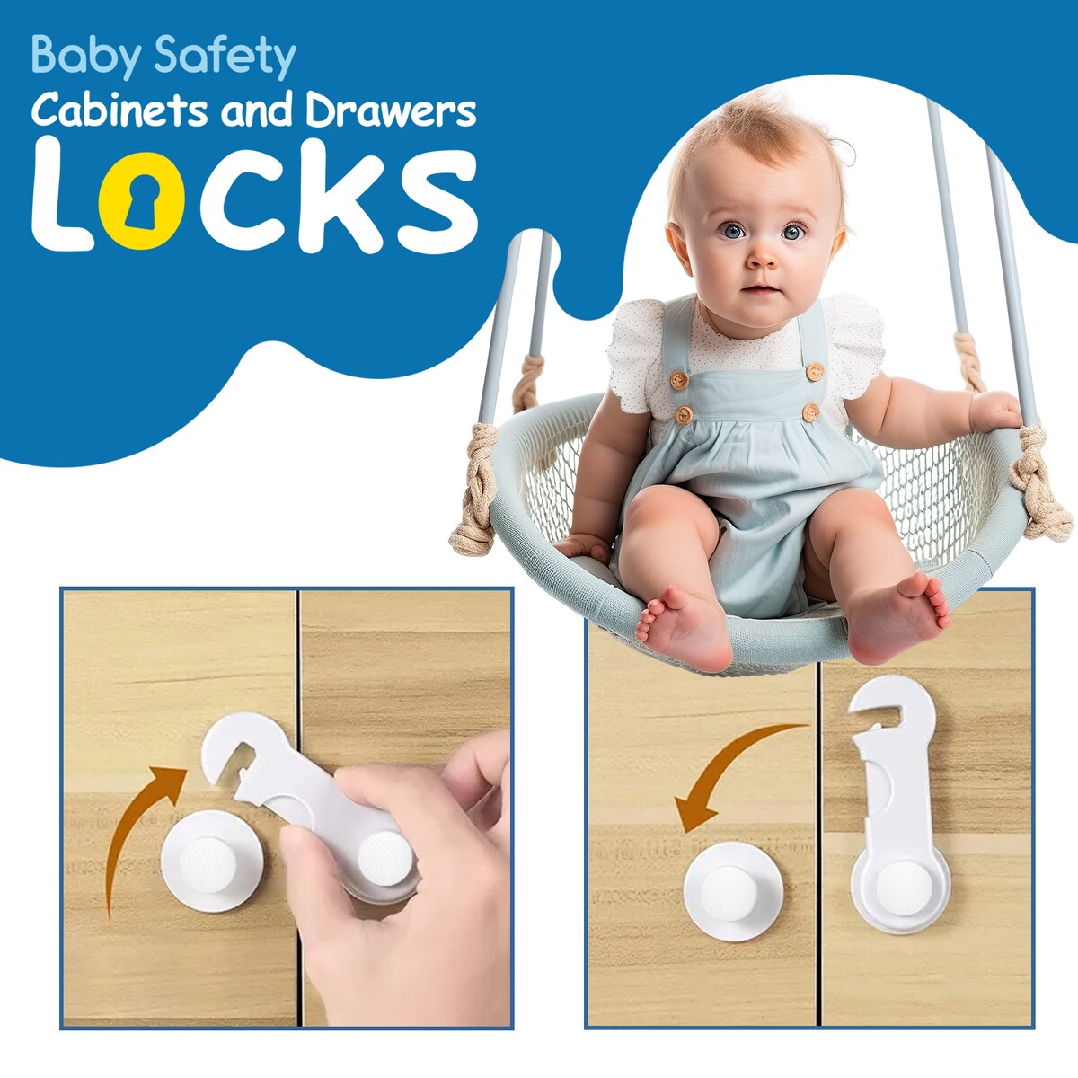 zabezpieczenia do szaf i szuflad na zatrzask, sipo, zestaw 10 sztuk