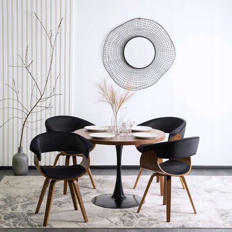 Krzesło Do Salonu Jadalni Kuchni Welurowe Drewno Gięte Loft Czarne OHIO 2