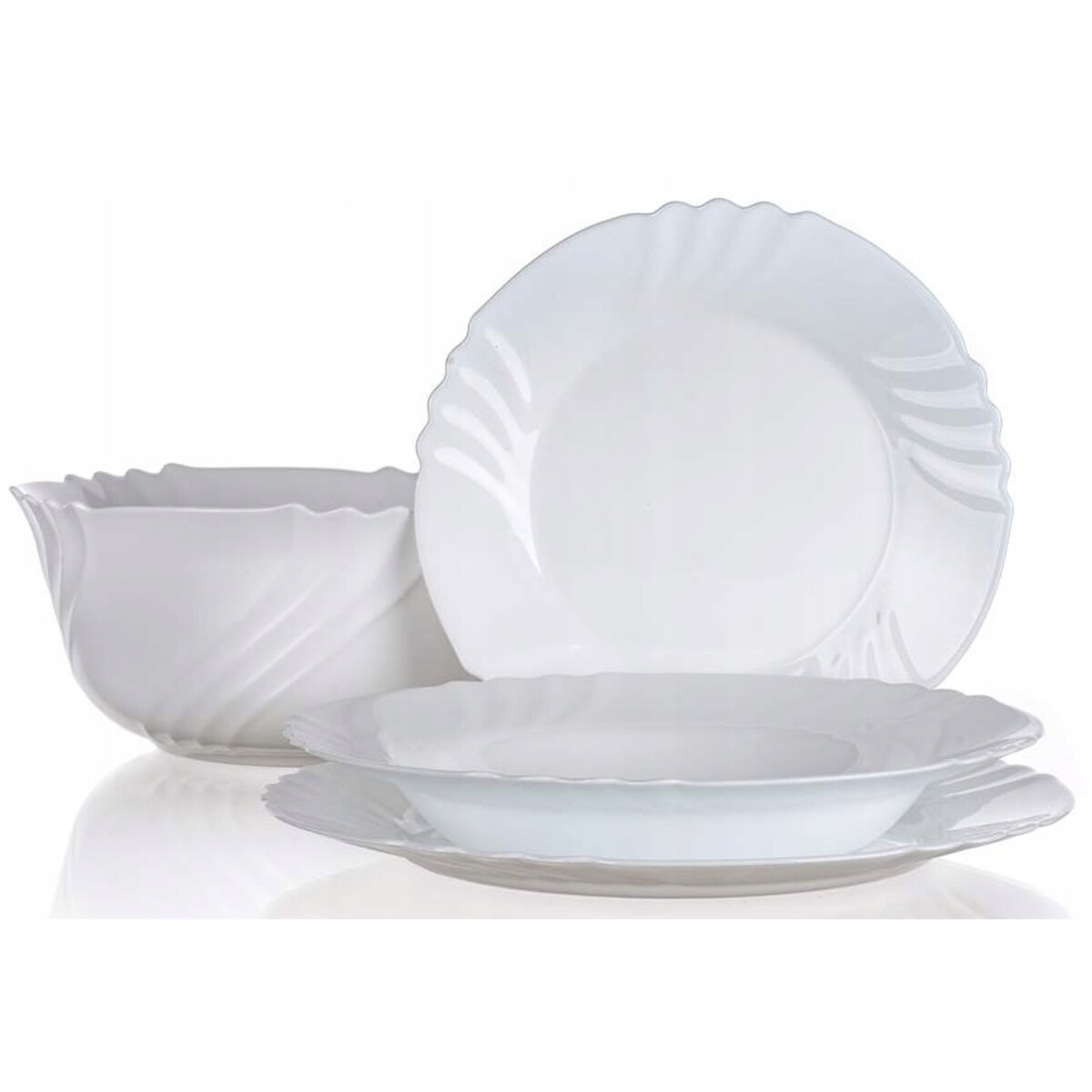 KOMPLET TALERZE OBIADOWE BIAŁE EBRO BORMIOLI NA 6 osób na prezent mamy box