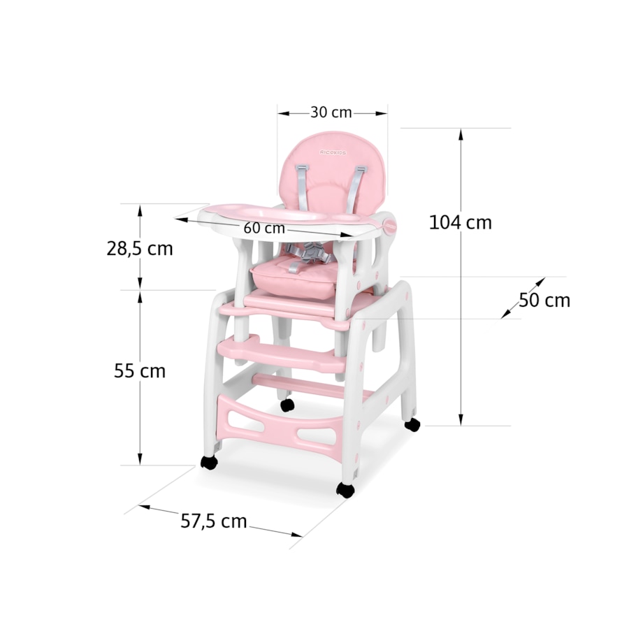 Krzesełko do karmienia sinco dla dzieci składane taca Ricokids + śliniak