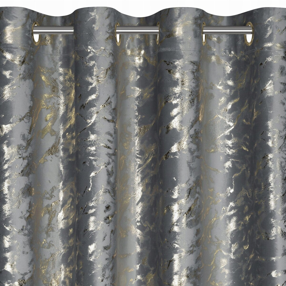 Zasłona Welwetowa 140x250 DORIS grafit+złoty Eurofirany Z Nadrukiem Gotowa