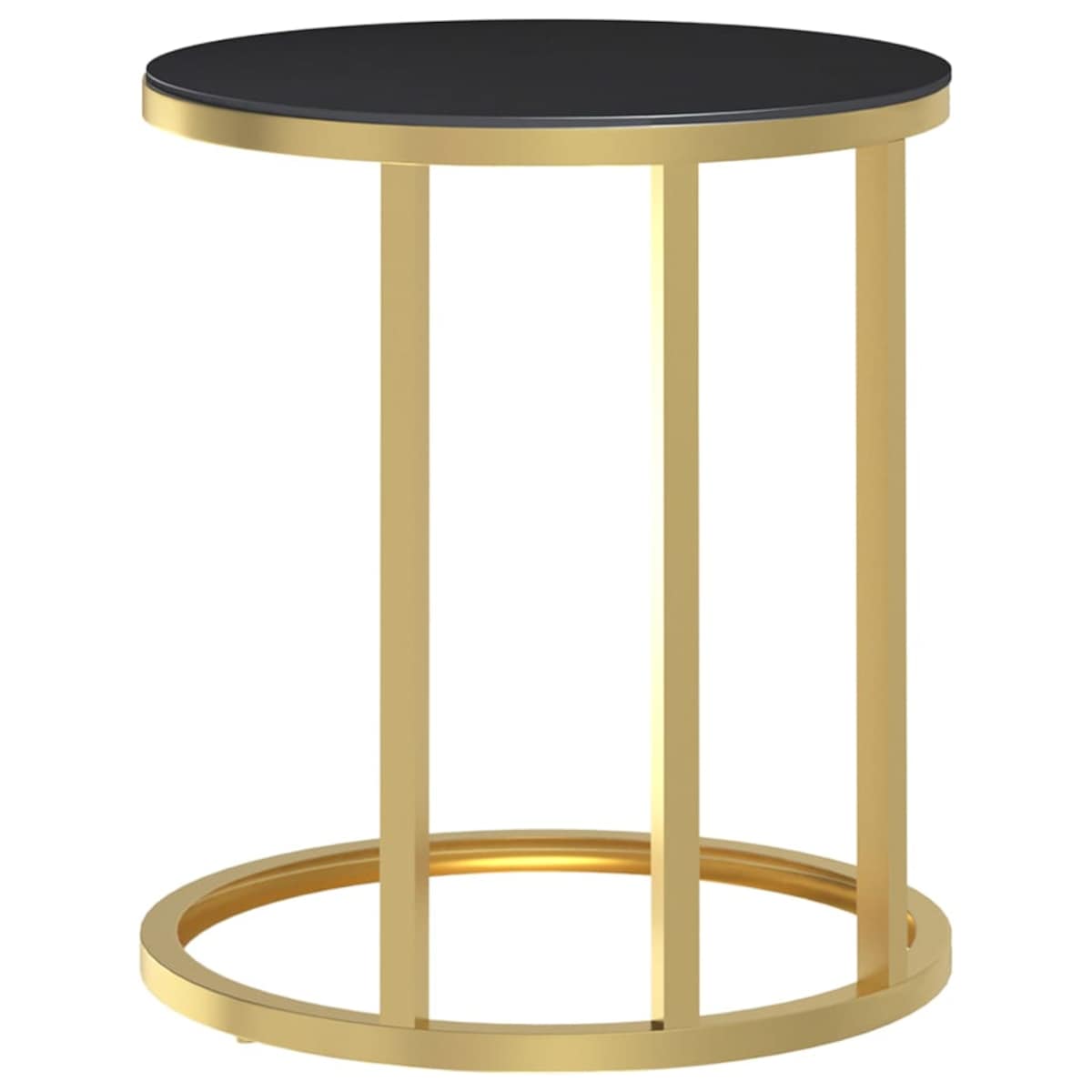 vidaXL Stolik boczny, złota rama i czarne szkło hartowane, 45 cm