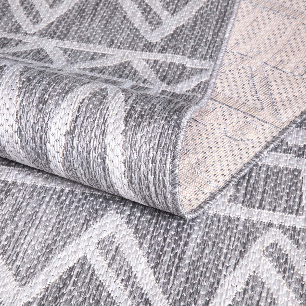 Dywan na zewnątrz i do wnętrz boho Sunny 4760 Szary Krem 200x290