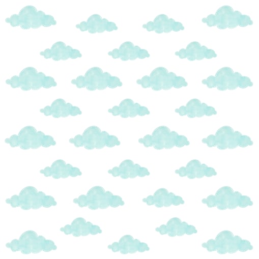 Naklejki Dla Dzieci Turkusowe Chmurki Pastelowe Chmury Styl Boho Zestaw 120x60cm