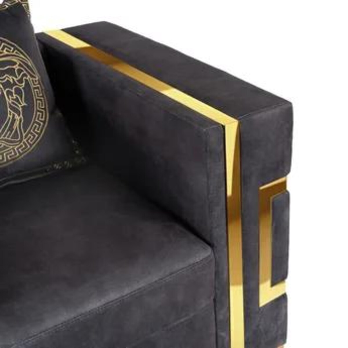 Kanapa Sofa Glamour Jednoosobowa Do Salonu Czarna Złota PALLAZO 1S