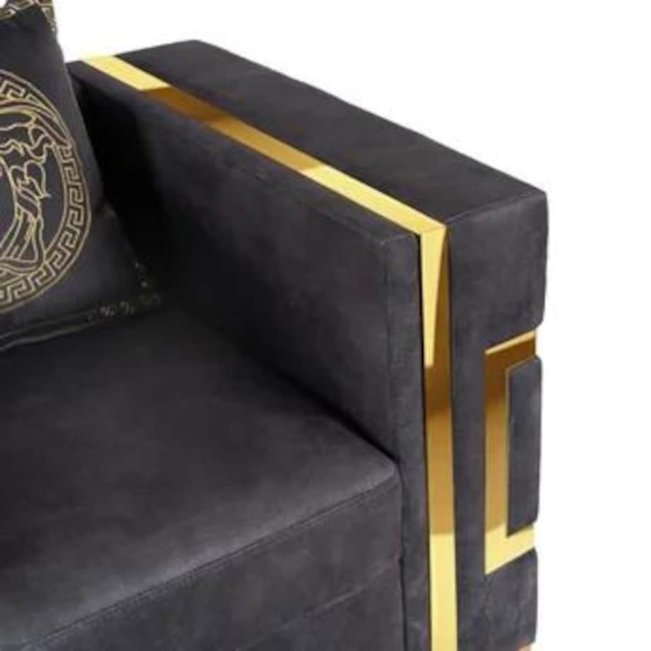 Kanapa Sofa Glamour Jednoosobowa Do Salonu Czarna Złota PALLAZO 1S