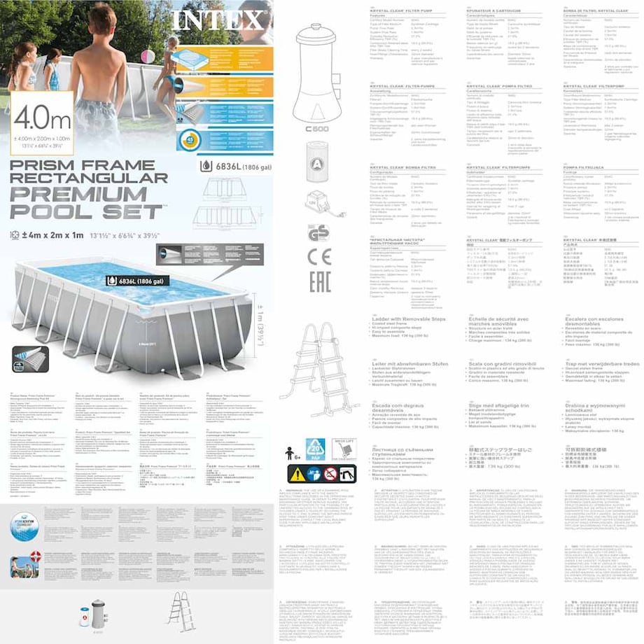 Intex Basen Prism Frame z akcesoriami, prostokątny, 400x200x100 cm