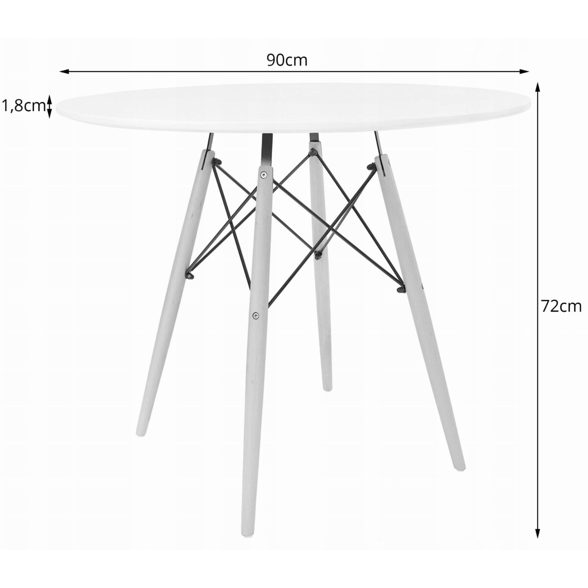 Zestaw Stół Do Jadalni Kuchni Salonu Biura Okrągły Todi 90 Biały + 4 Krzesła Osaka Czarne