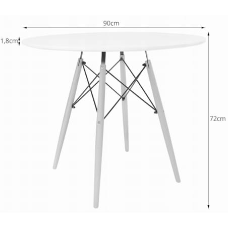 Zestaw Stół Do Jadalni Kuchni Salonu Biura Okrągły Todi 90 Biały + 4 Krzesła Osaka Czarne