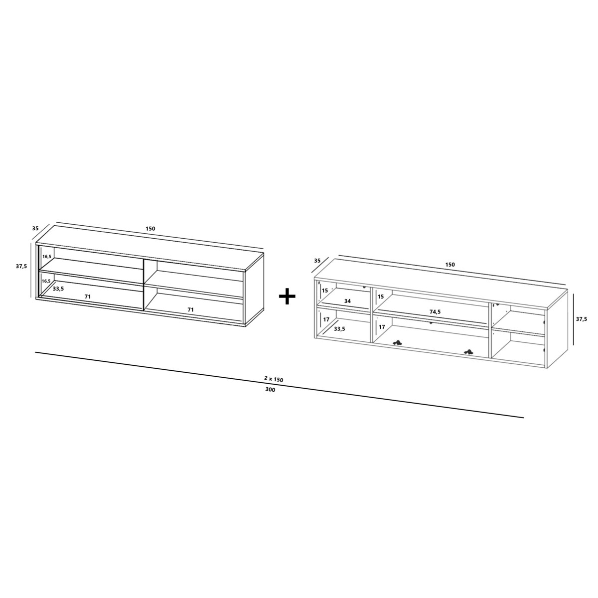 Nowoczesna Wisząca Szafka RTV Glamour Komoda RTV Granatowy Mat 300 cm