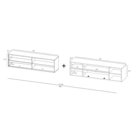 Nowoczesna Wisząca Szafka RTV Glamour Komoda RTV Granatowy Mat 300 cm