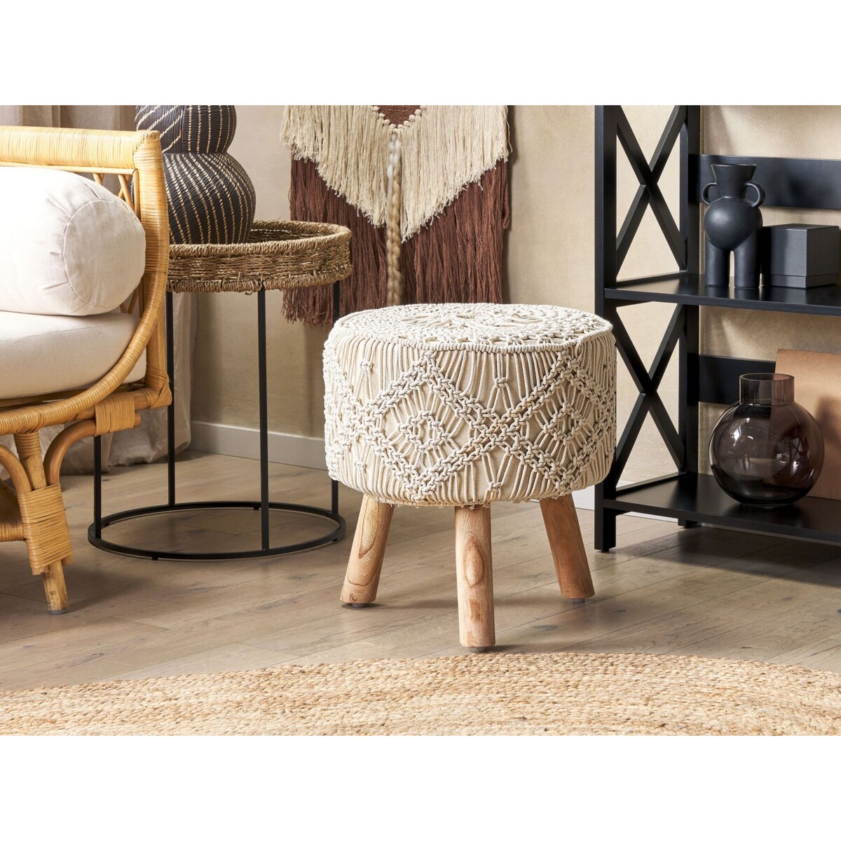 Stołek MANZAI Bawełna Beżowy