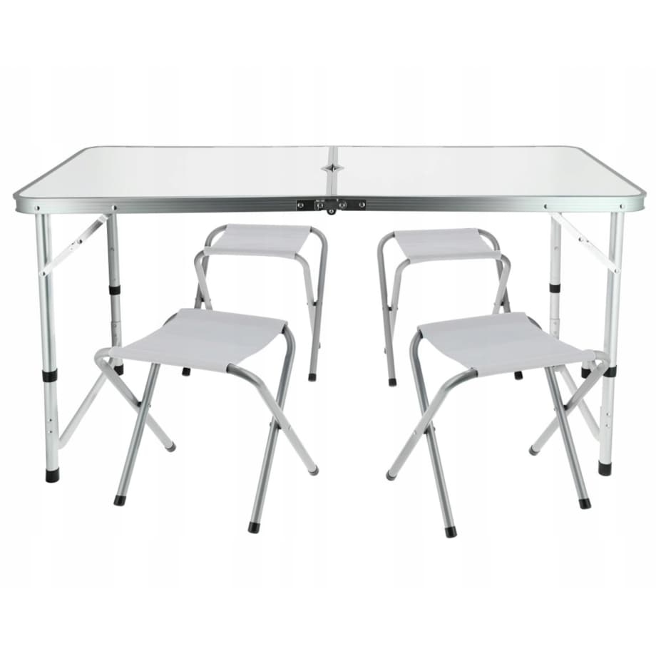 ZESTAW KEMPINGOWY składany TURYSTYCZNY ogrodowy walizka STOLIK + 4 KRZESŁA