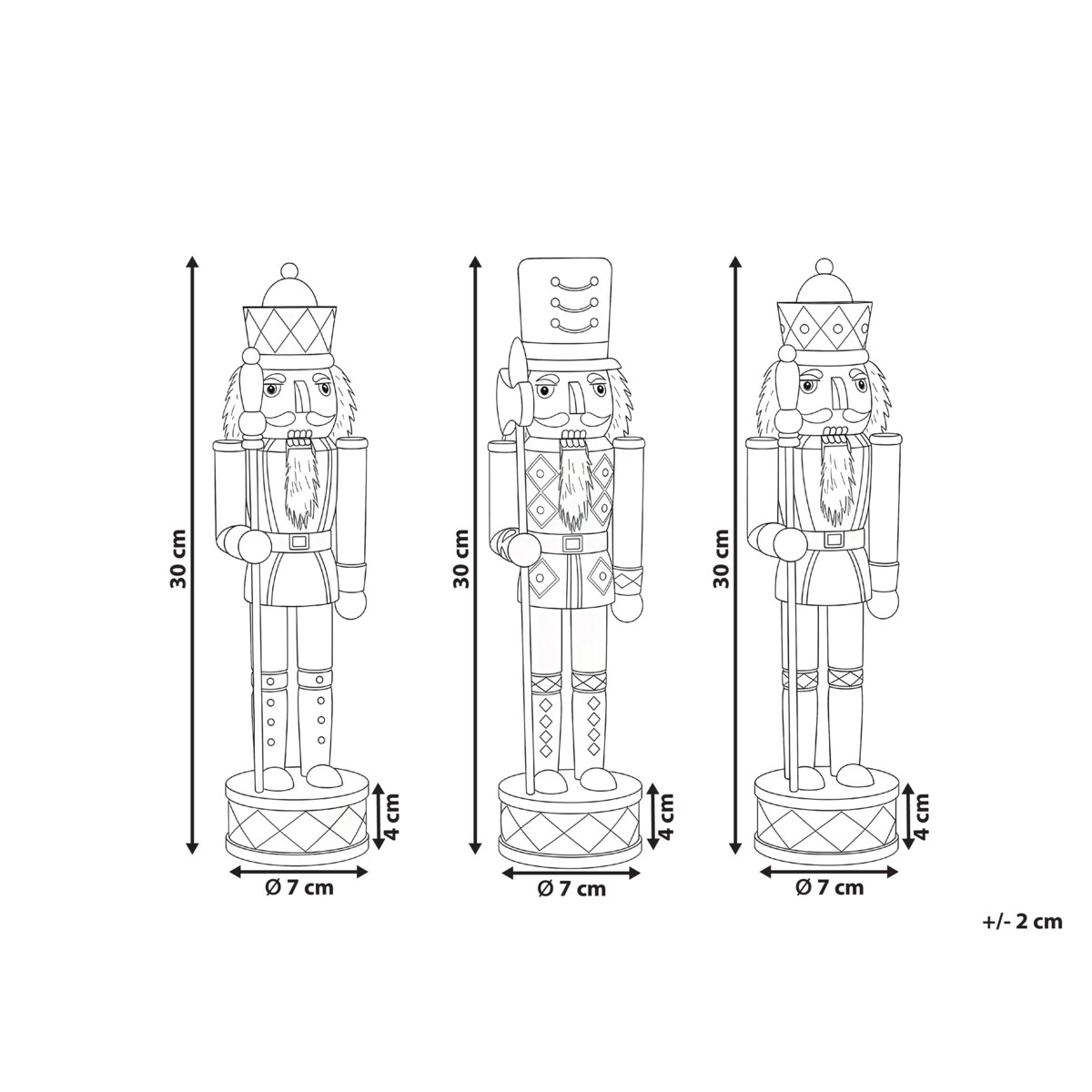 Zestaw 3 figurek dekoracyjnych RICKLEAN Dziadek do orzechów 30 cm Czerwony/ biały