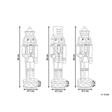 Zestaw 3 figurek dekoracyjnych RICKLEAN Dziadek do orzechów 30 cm Czerwony/ biały