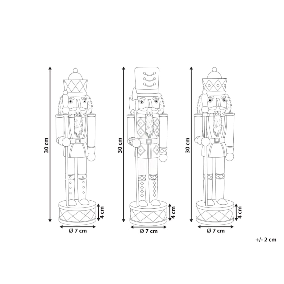 Zestaw 3 figurek dekoracyjnych RICKLEAN Dziadek do orzechów 30 cm Czerwony/ biały