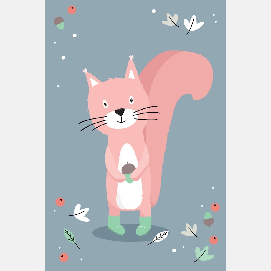 Plakat dla dzieci Wiewiórka psotka 20x30