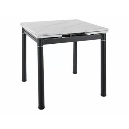 Stół rozkładany GD-082 80(131)x80 biały marmur/czarny mat