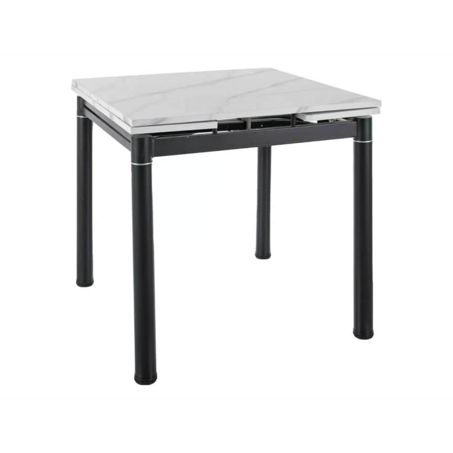 Stół rozkładany GD-082 80(131)x80 biały marmur/czarny mat