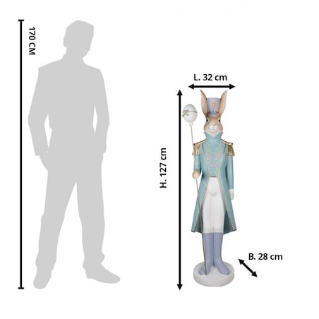 Figurka - Królik w niebieskim mundurze 32x28x127 cm