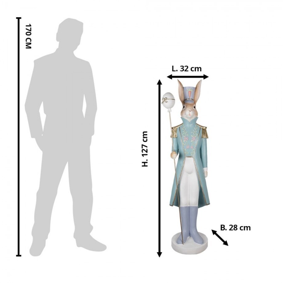 Figurka - Królik w niebieskim mundurze 32x28x127 cm