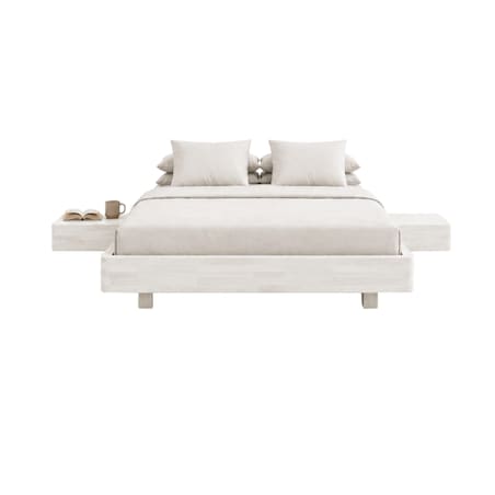Łóżko lewitujące drewniane bukowe Visby LENA FLAT z szafkami / 120x200 cm, kolor biały