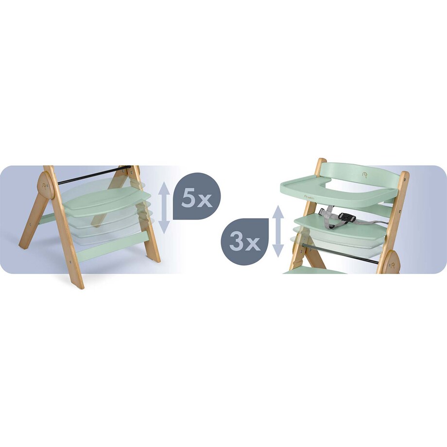 Drewniane krzesełko do karmienia Nukido składane regulowane pasy 702003