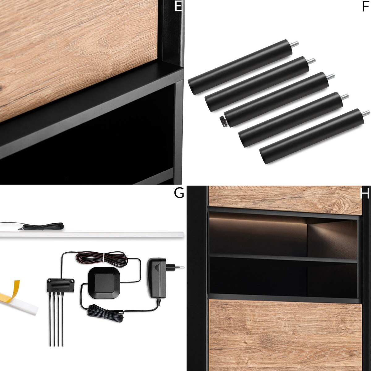 KONSIMO LOFTY Wysoki regał z ryflowaniem