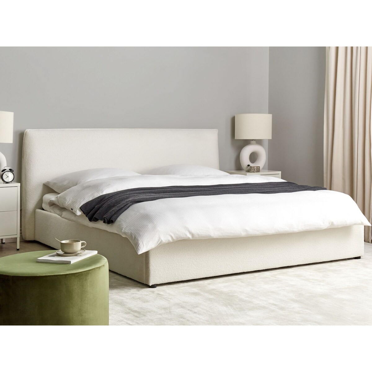 Łóżko z pojemnikiem Boucle LAVAUR 180 x 200 cm Złamana biel