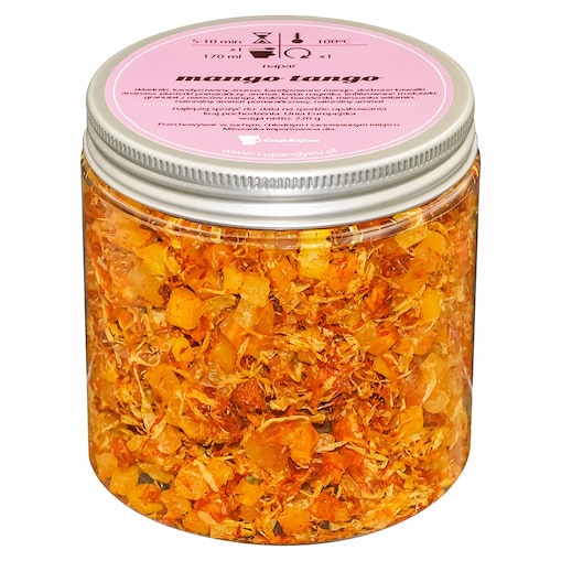 Herbata owocowa MANGO TANGO o niezwykle intensywnym smaku mango i cytrusów - herbata liściasta sypana mieszanka napar susz - gotowa na prezent upominek