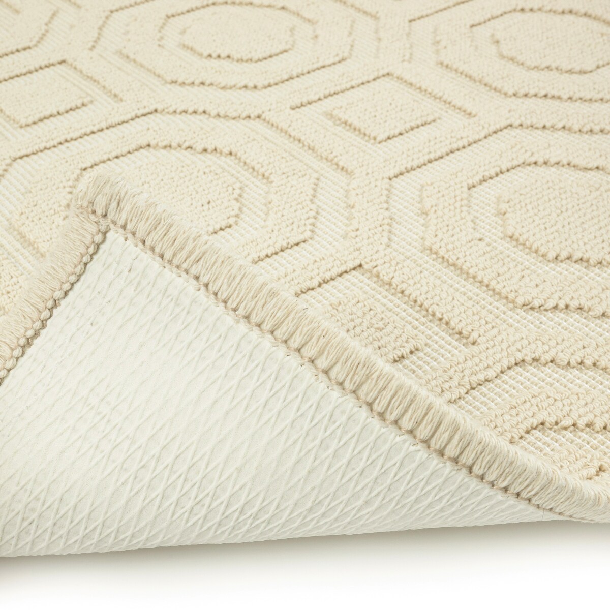 Dywanik łazienkowy Lino 60x90 cm bawełniany geometryczny beżowy