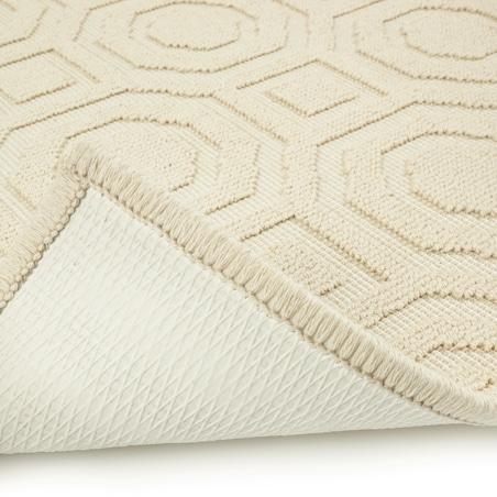 Dywanik łazienkowy Lino 60x90 cm bawełniany geometryczny beżowy
