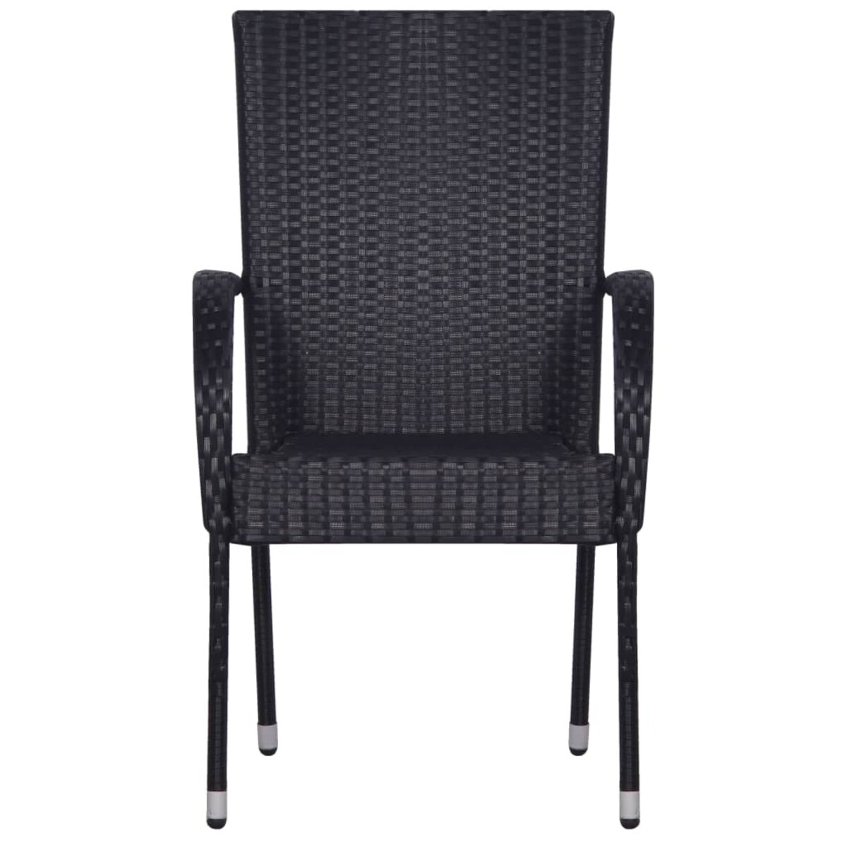 vidaXL 7-częściowy zestaw mebli ogrodowych, czarny, polirattan