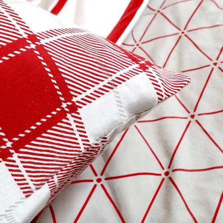 Pościel flanelowa 160x200 Skandia Red, czerwona w białą kratę, Flanelove, Darymex